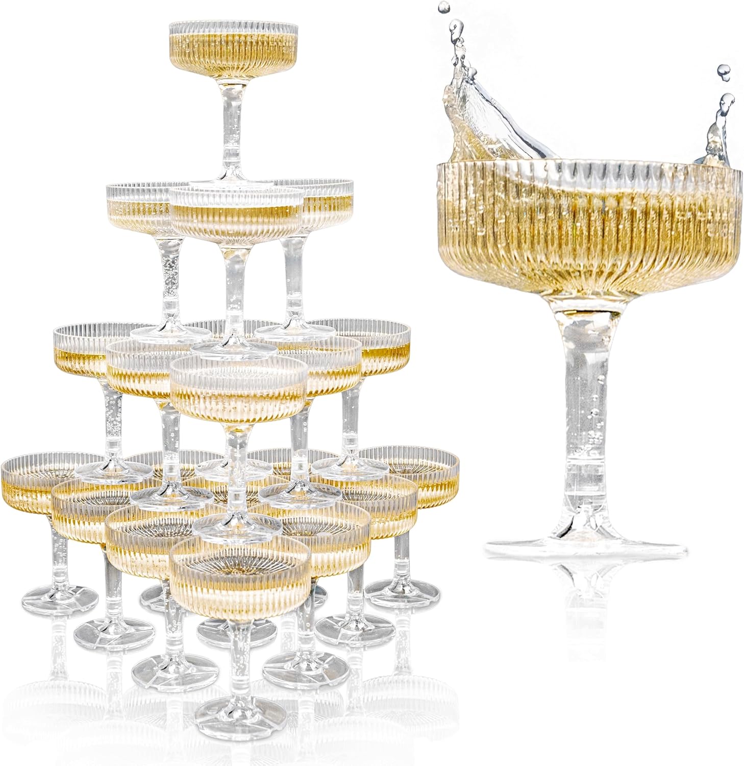 Champagne Tower Set - 20-60 adet akrilik şampanya kulesi 7oz