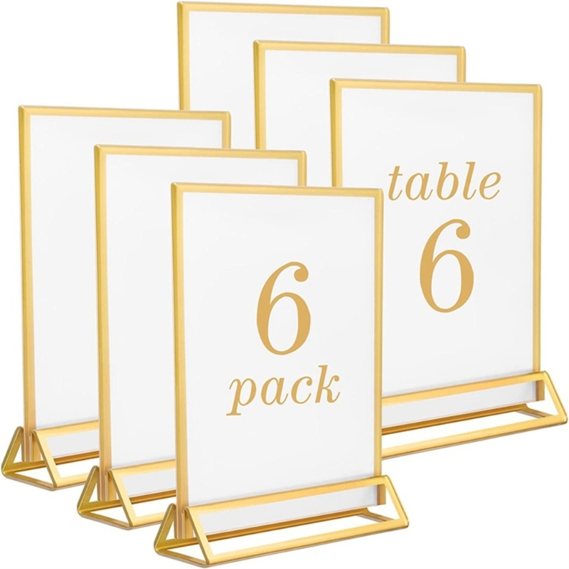 Table Number Gold - Altın sınırları ile şeffaf akrilik düğün