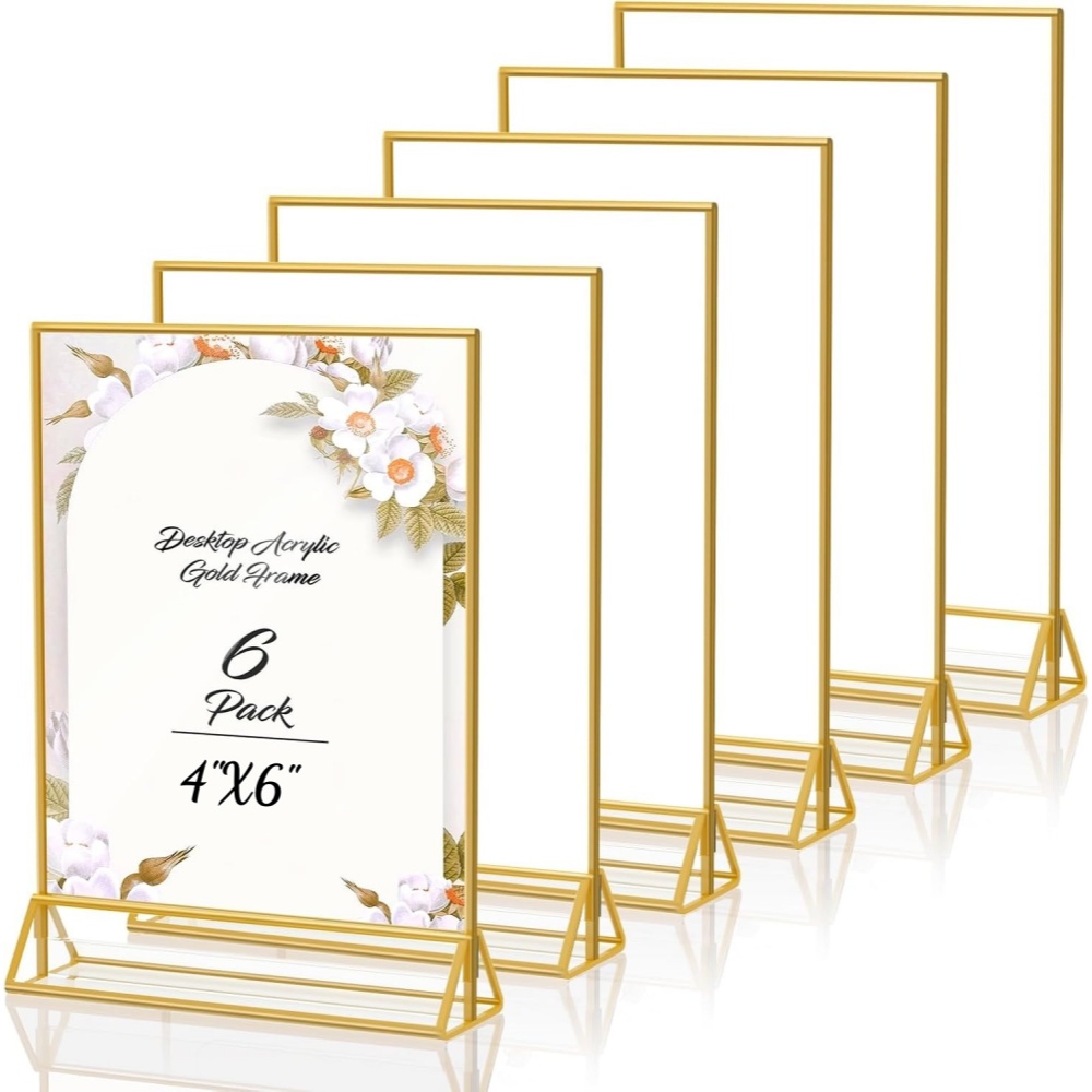 Table Number Gold - 6'lı Paket Altın 4x6 Akrilik Resim