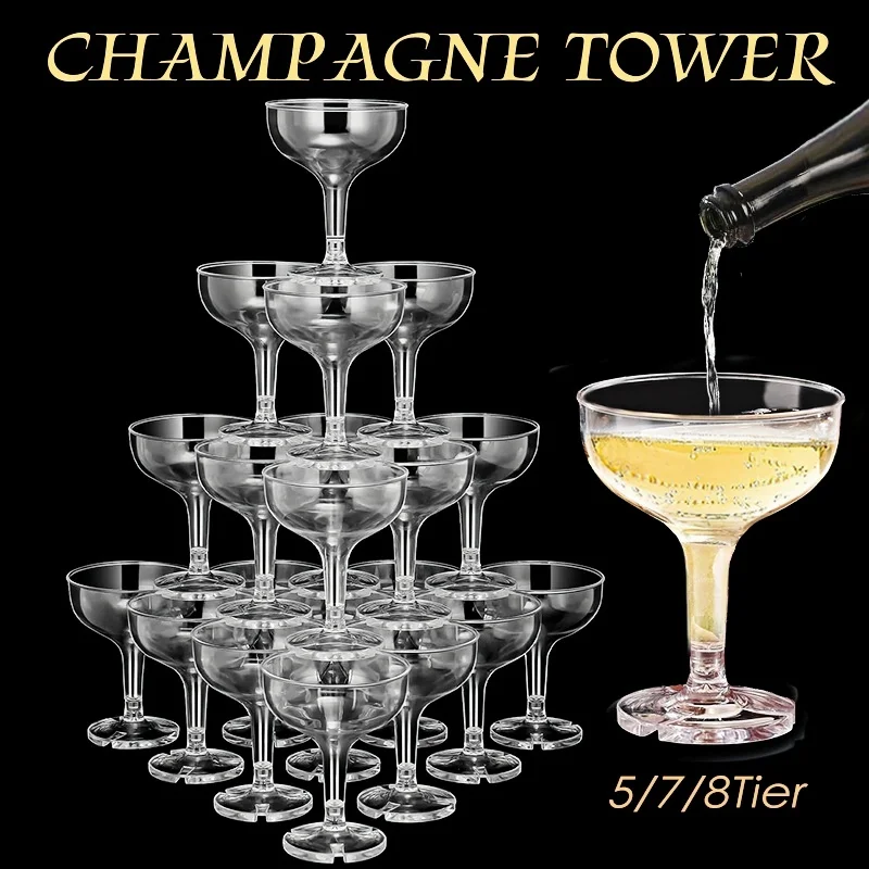 Champagne Tower Set - 5/7/8 Katlı Şampanya Kulesi Bardakları 5oz