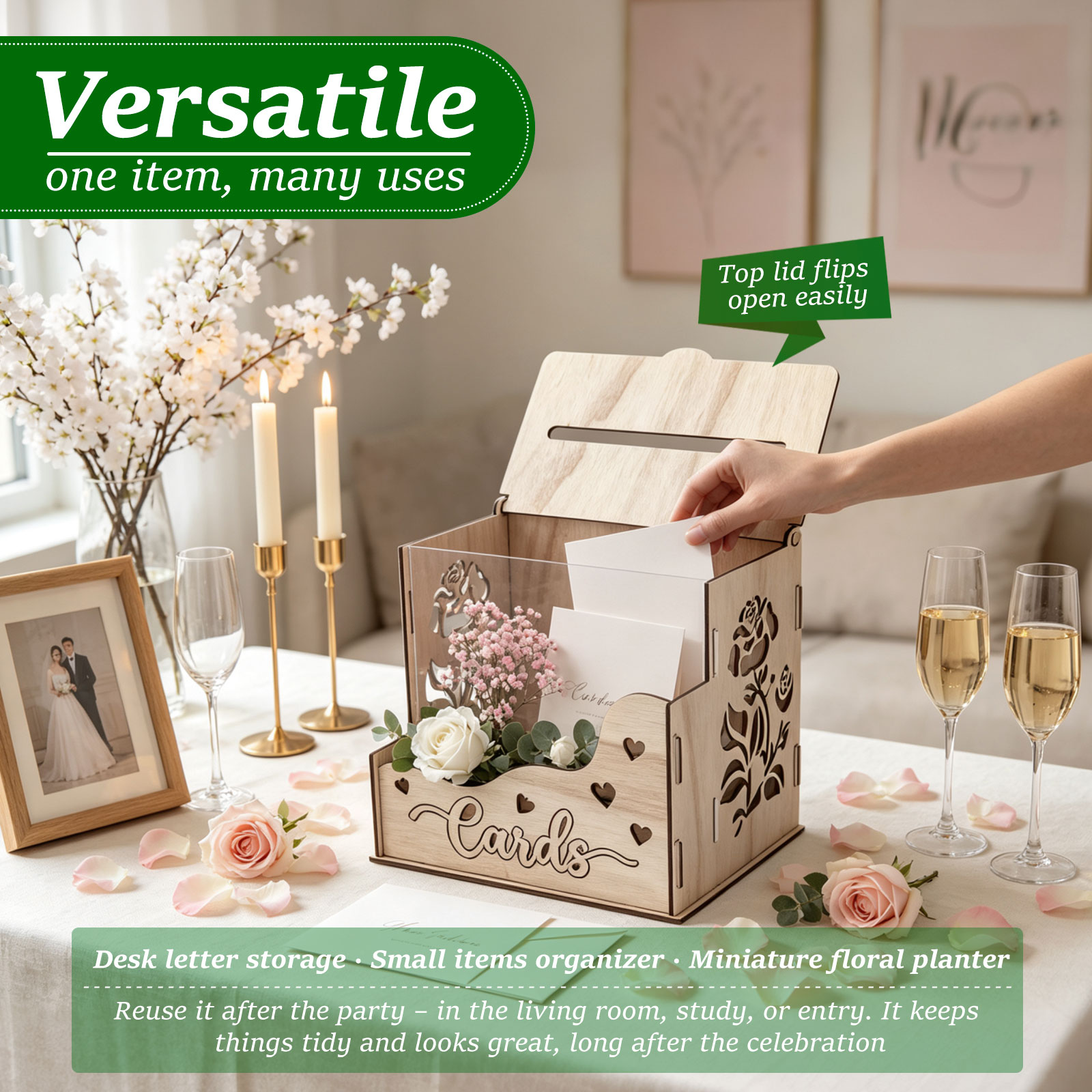 Ahşap Parti Kart Kutusu, Akril - Wedding Card Box incelemesi ve fiyatı
