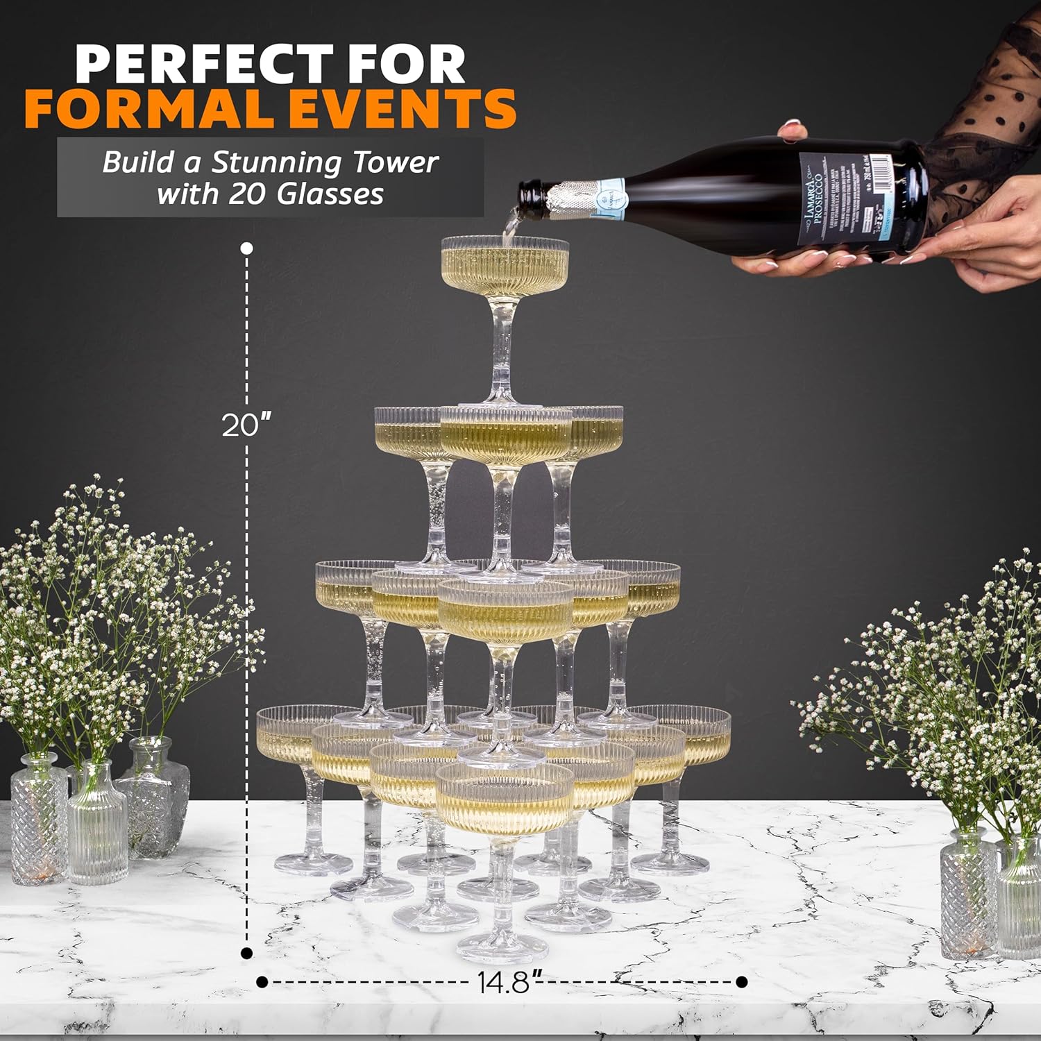 20-60 adet akrilik şampanya ku - Champagne Tower Set incelemesi ve fiyatı