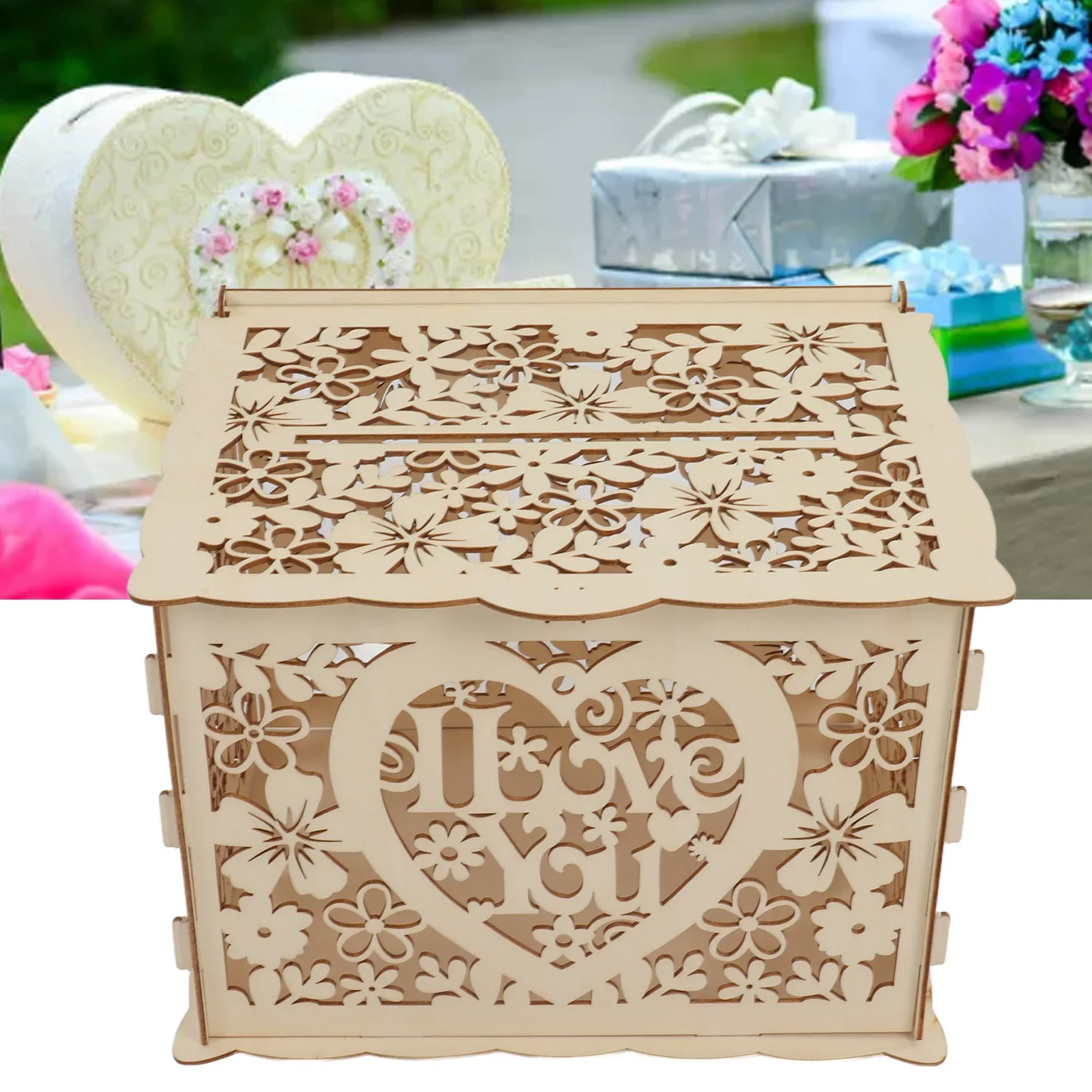 DIY Hollow ahşap kutu hediye k - Wedding Card Box incelemesi ve fiyatı