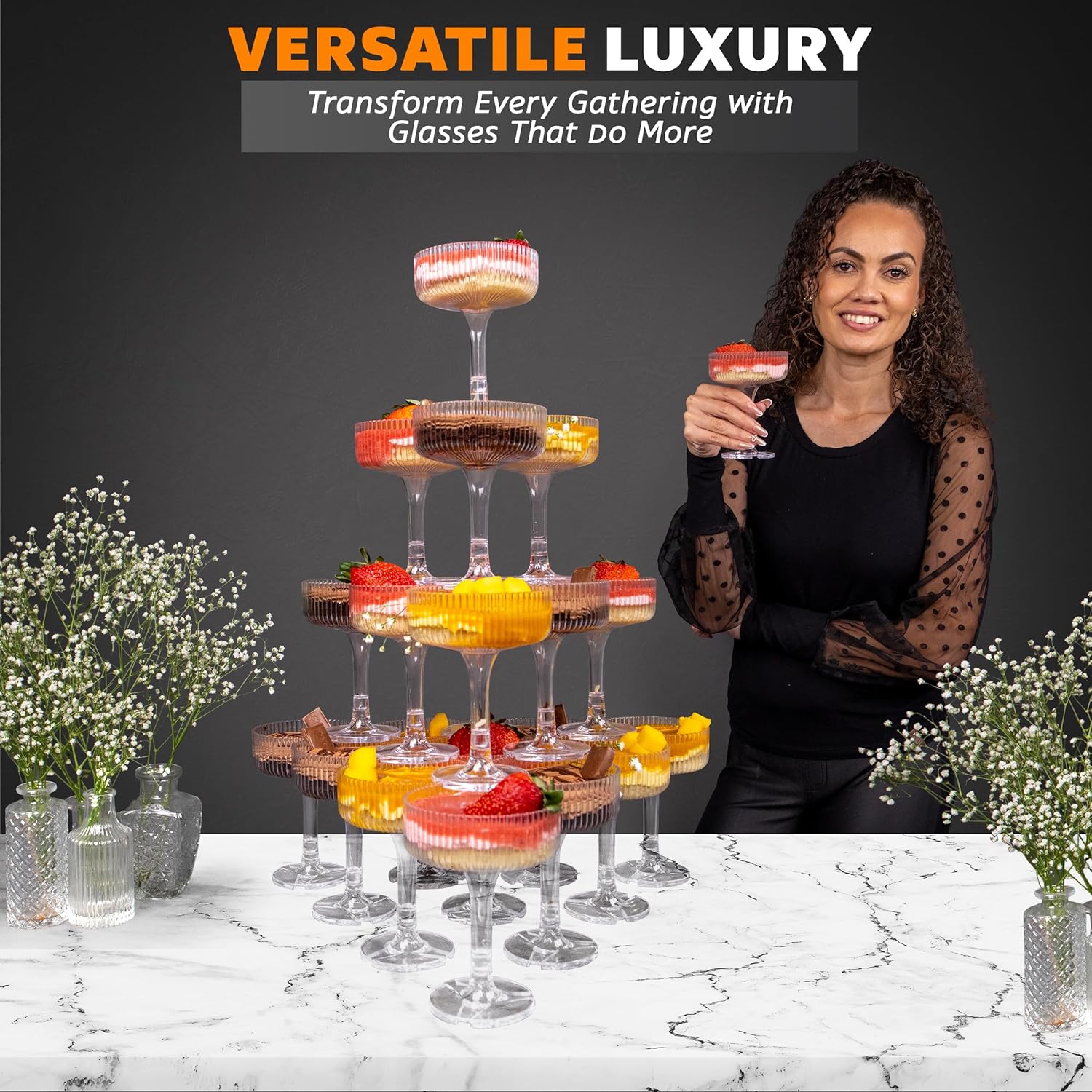 20-60 adet akrilik şampanya ku - Champagne Tower Set incelemesi ve fiyatı